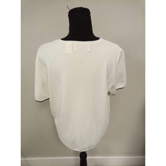 Alfred Dunner Women's White Black Butterfly Stitch Design Cowl Sweater M - Picture 3 of 6